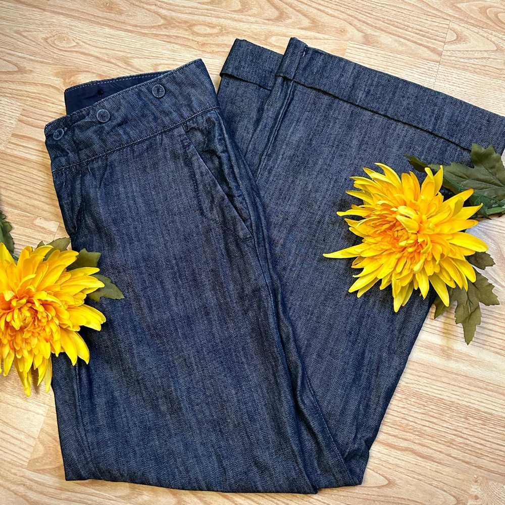 Banana Republic Wide Leg Low Rise Jeans with Suspender Attachment Size 6